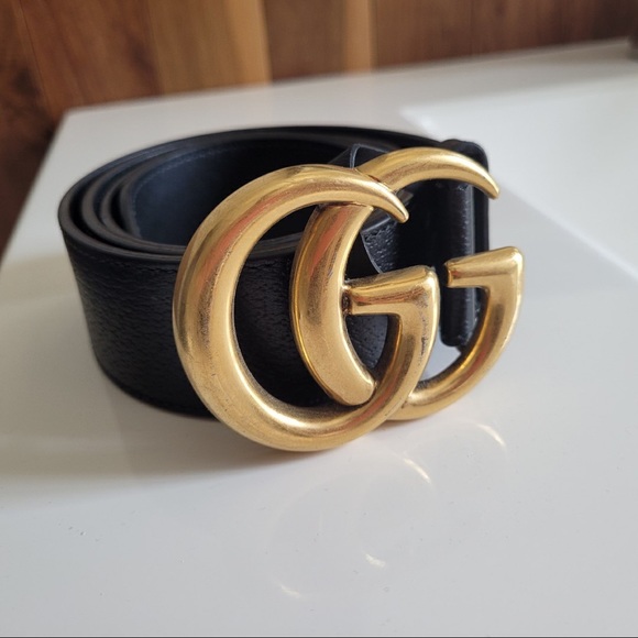 GUCCI WIDE LEATHER BELT WITH DOUBLE G BUCKLE - Picture 3 of 6
